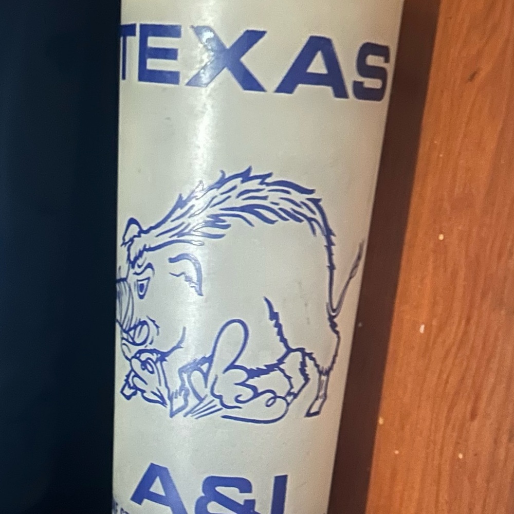 Texas A&I Blue and White Frosted Glass